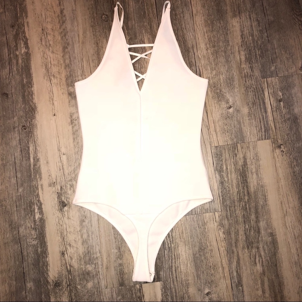 White Lace Up Body Suit - Picture 5 of 5